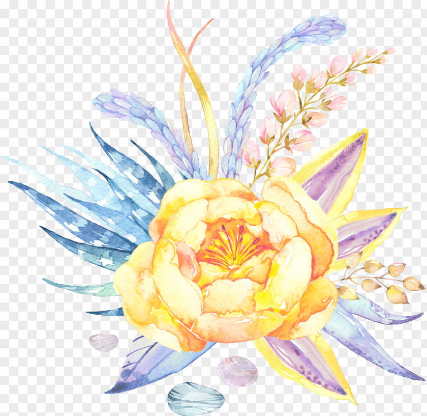 Painted Yellow Flowers Flower Watercolor Painting Euclidean Vector PNG