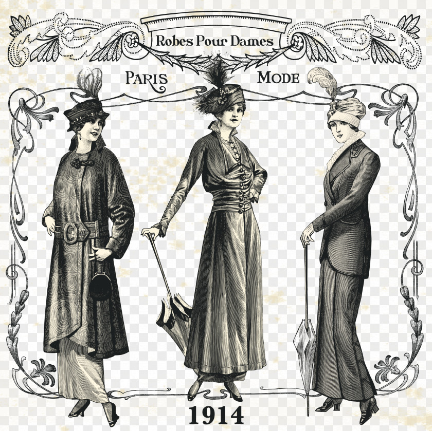 1914 European And American Women Illustrator Vector Material Drawing Mural Illustration PNG