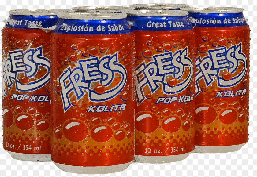 6 Pack Orange Soft Drink Fizzy Drinks Aluminum Can Colita Tin PNG