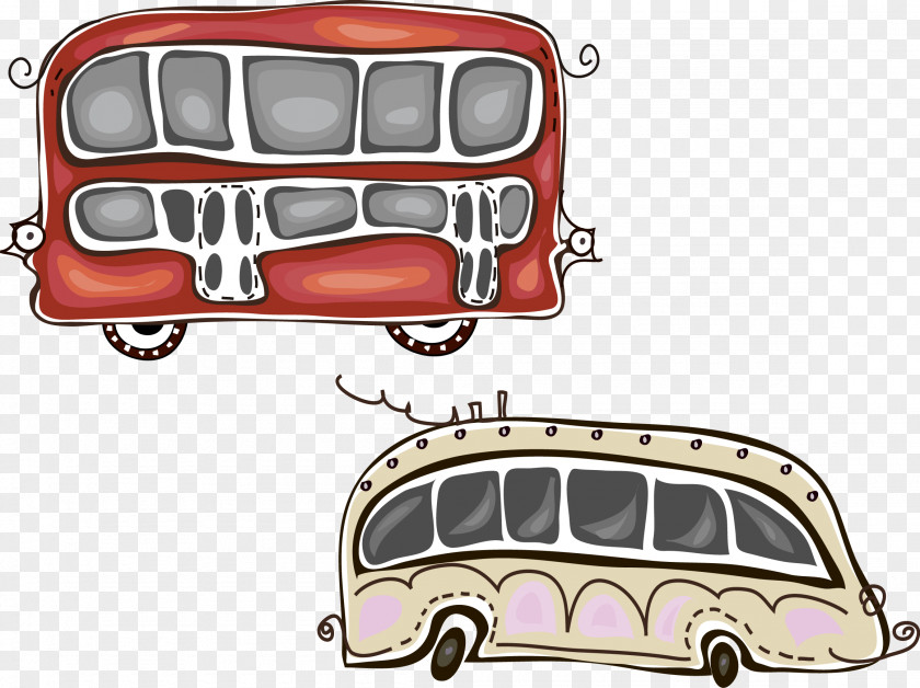 Bus Cartoon Vector Double-decker Public Transport Tour Service PNG