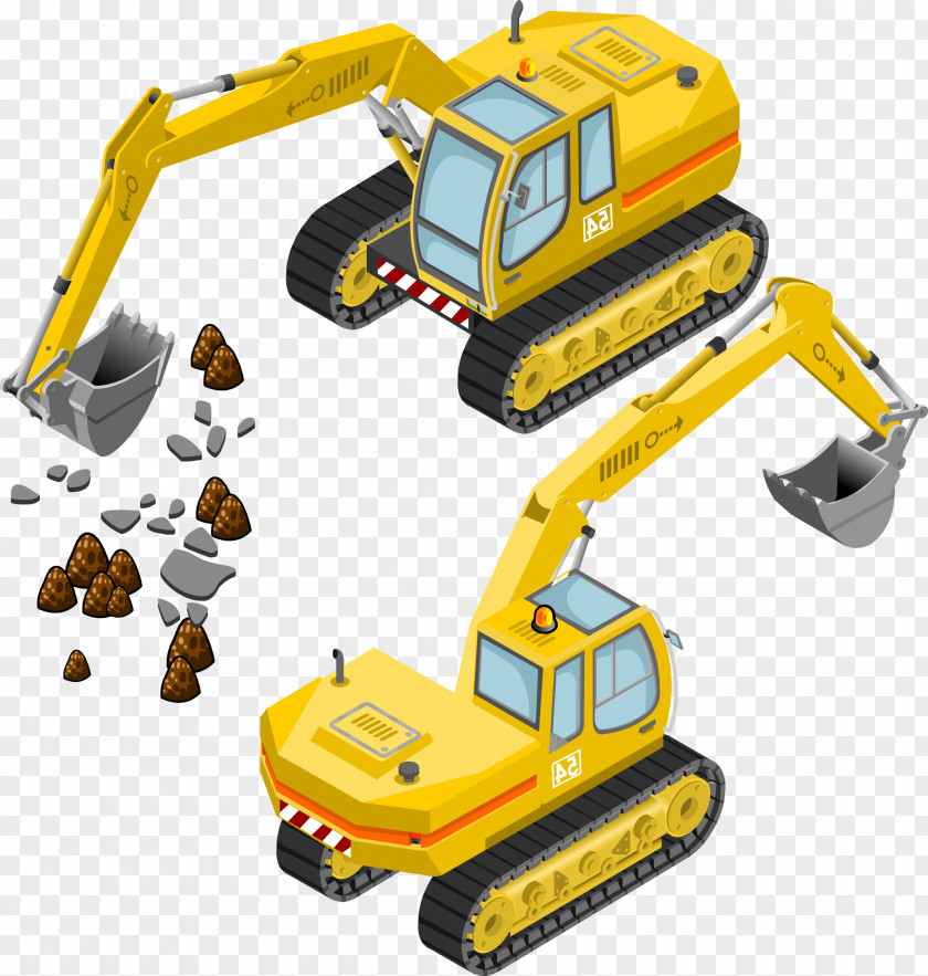 Vector Creative Construction Machinery Excavator Architectural Engineering PNG
