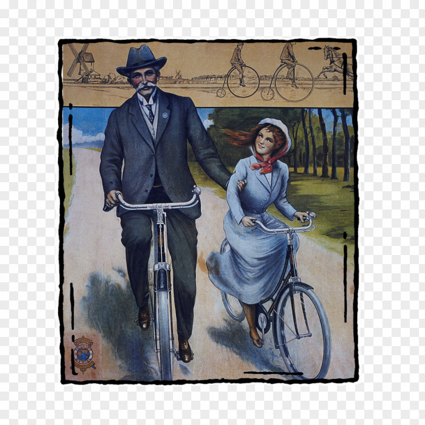 Vintage Cyclist Bicycle Cycling Poster Advertising PNG