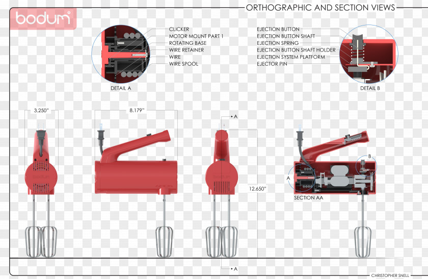 Hand Blender Mixer Bodum Brand Industrial Design PNG