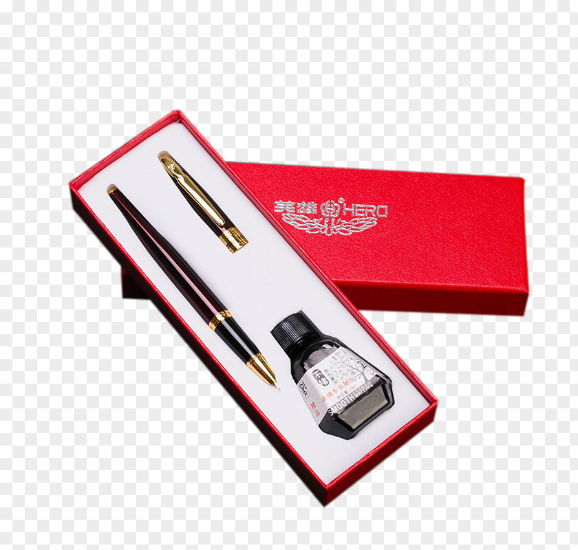 Red Gift Pen Fountain Parker Company Shanghai Hero Stationery PNG