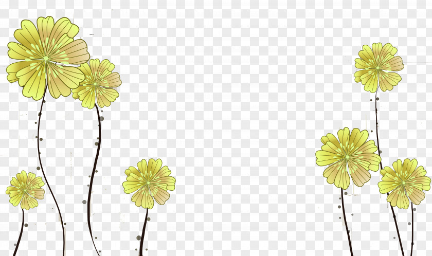 Three-dimensional Yellow Flowers Background Floral Design Flower Space PNG