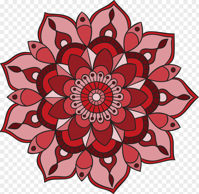 Wine Red Mandala Pattern PNG