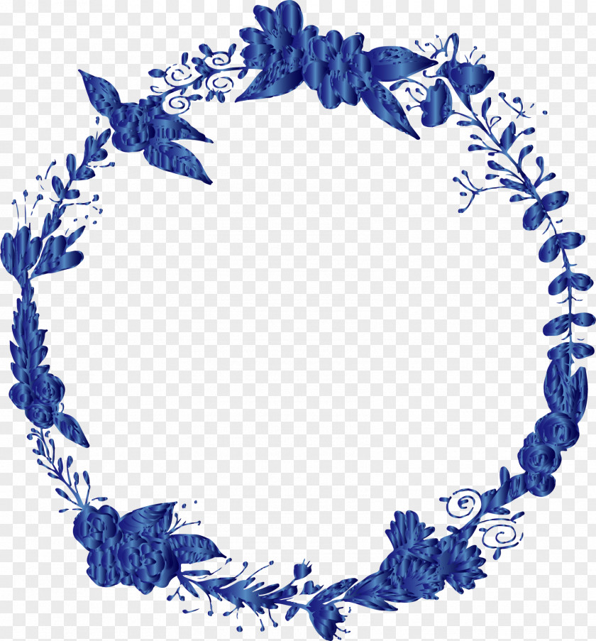 Exquisite Sapphire Blue Decorative Wreath Garland PNG