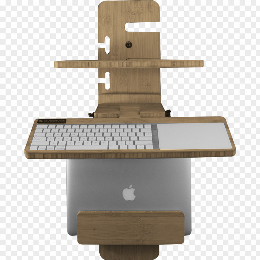 Bamboo Material Standing Desk Multi-monitor PNG