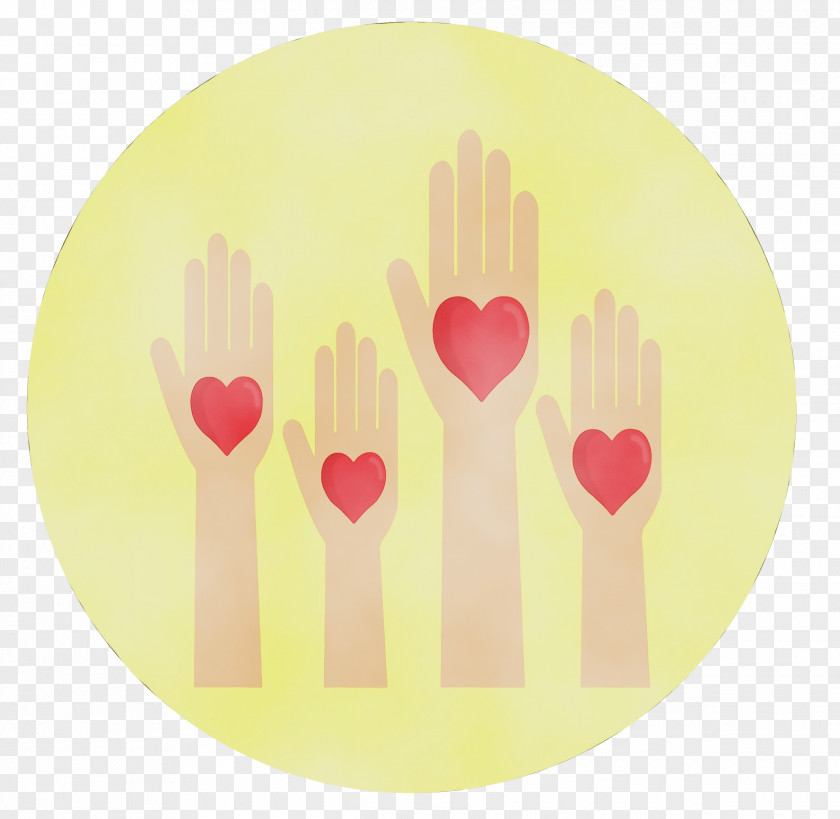 Yellow Pink Plate Hand Heart PNG