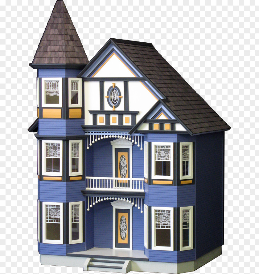 House Painted Ladies Victorian Era Dollhouse Architecture PNG