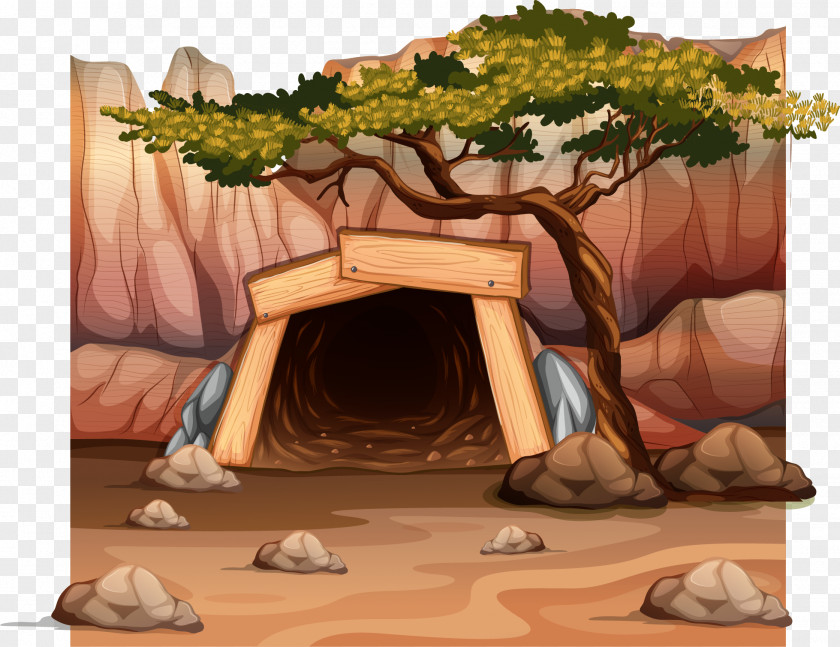 The Cave In Mountains Mining Royalty-free Cartoon Illustration PNG