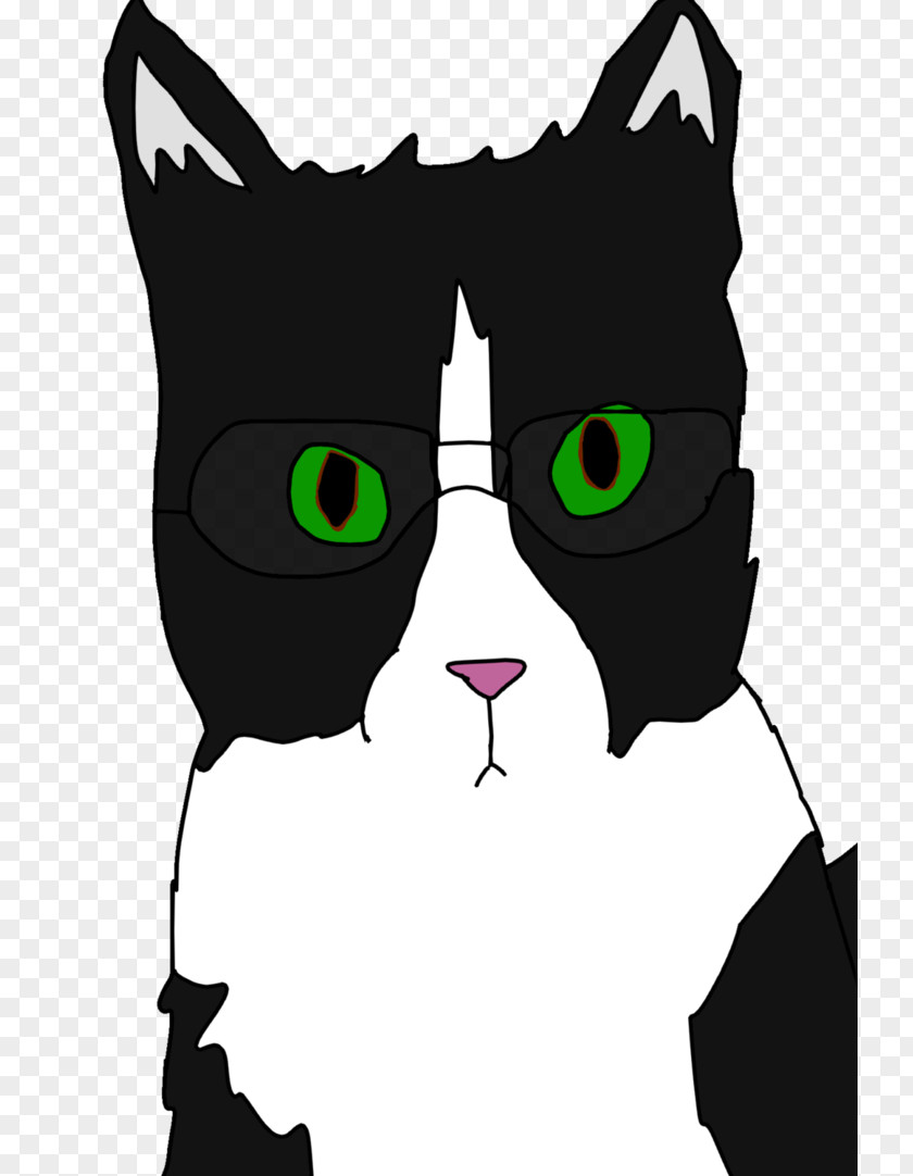 Tuxedo Cat Drawings Eyes Whiskers Clip Art Illustration Glasses PNG