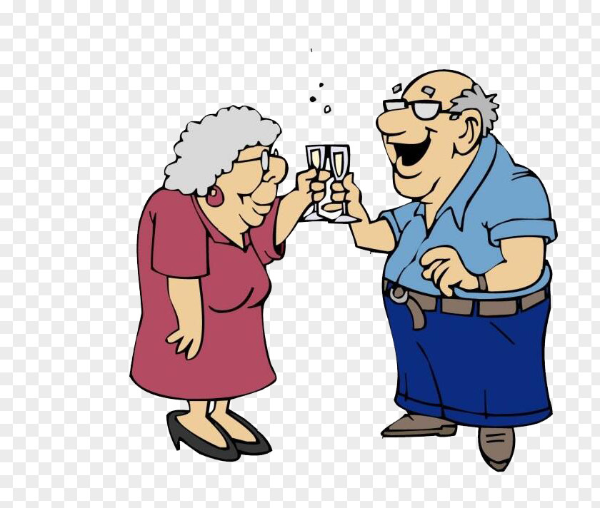 An Old Couple Cartoon Age PNG