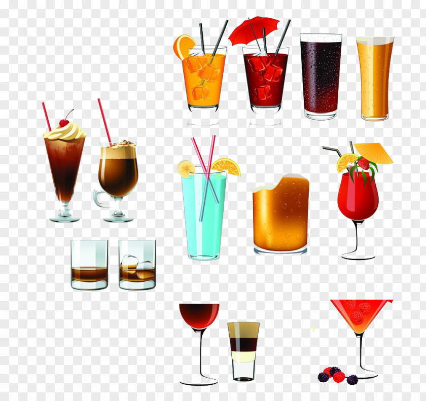 Glass Collection Fizzy Drinks Cocktail Orange Juice Beer Iced Tea PNG