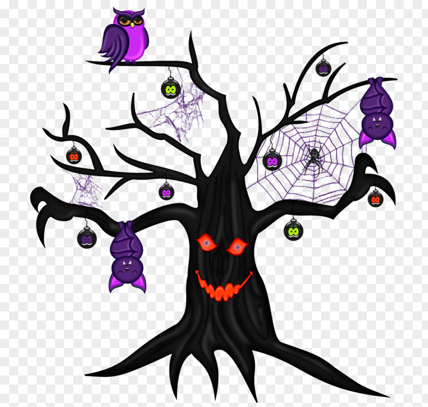 Halloween Horror Tree Bat PNG