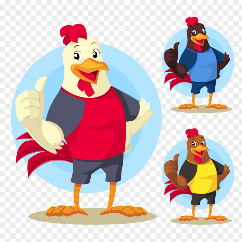 Hand-painted Chicken Collection Rooster Mascot Illustration PNG