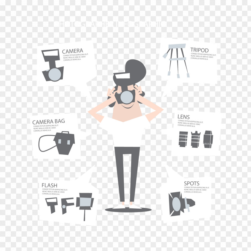 Vector Camera Equipment Photography Photographer Infographic Illustration PNG