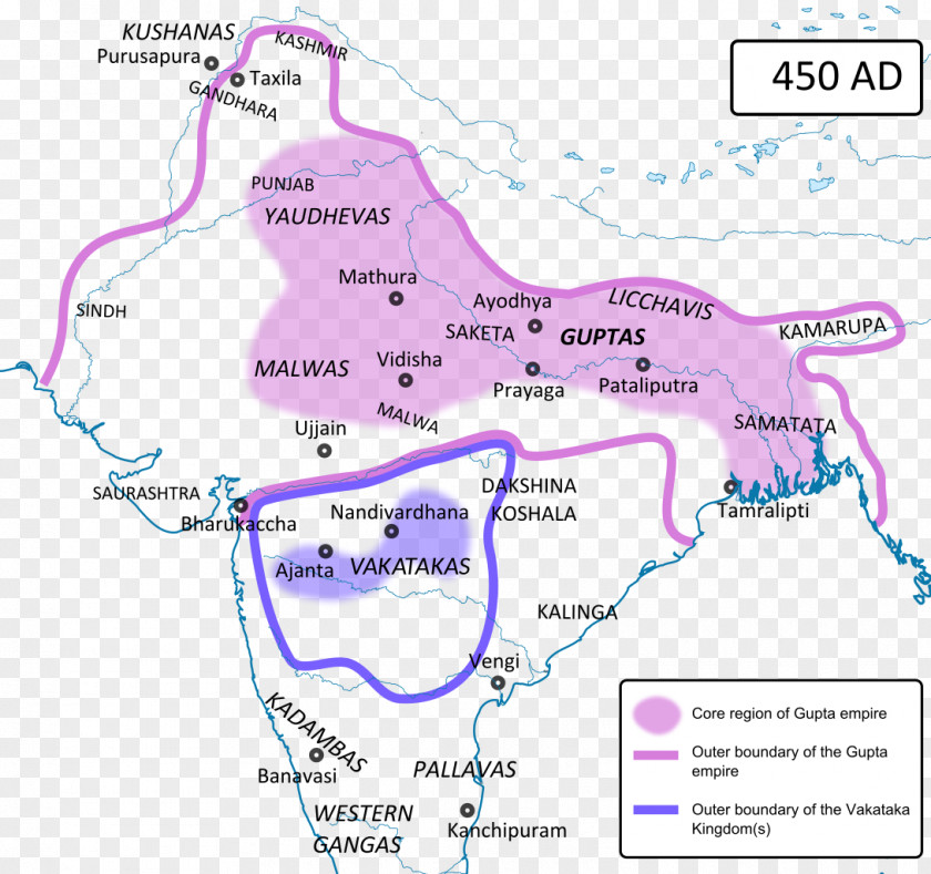India Gupta Empire Vakataka Dynasty Map Kushan PNG