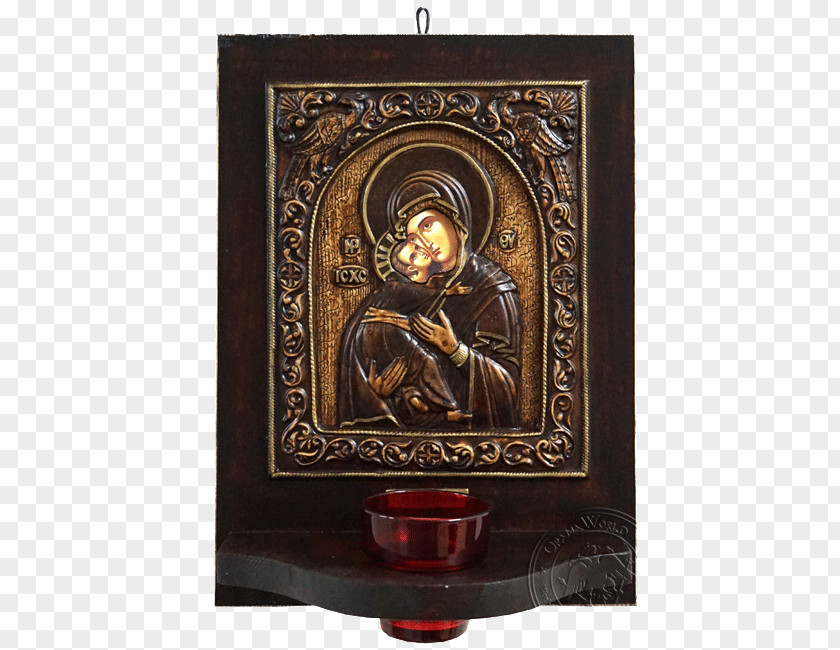 Virgin Mary Carving Antique PNG