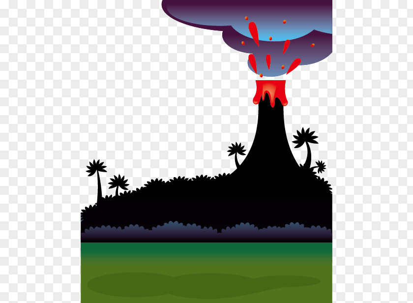 Volcano Eruption Dinosaur Euclidean Vector Troodon Cartoon PNG