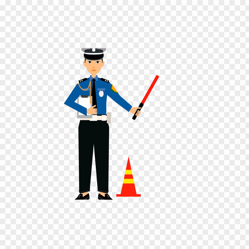 A Traffic Policeman With Baton Cartoon PNG