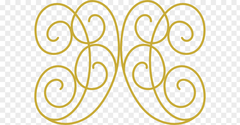 Swirly Design Gold Floral Clip Art PNG