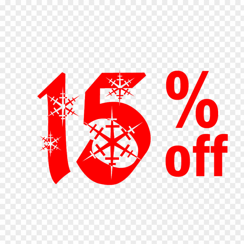 Snow Christmas Sale 15% Off Discount Tag. PNG