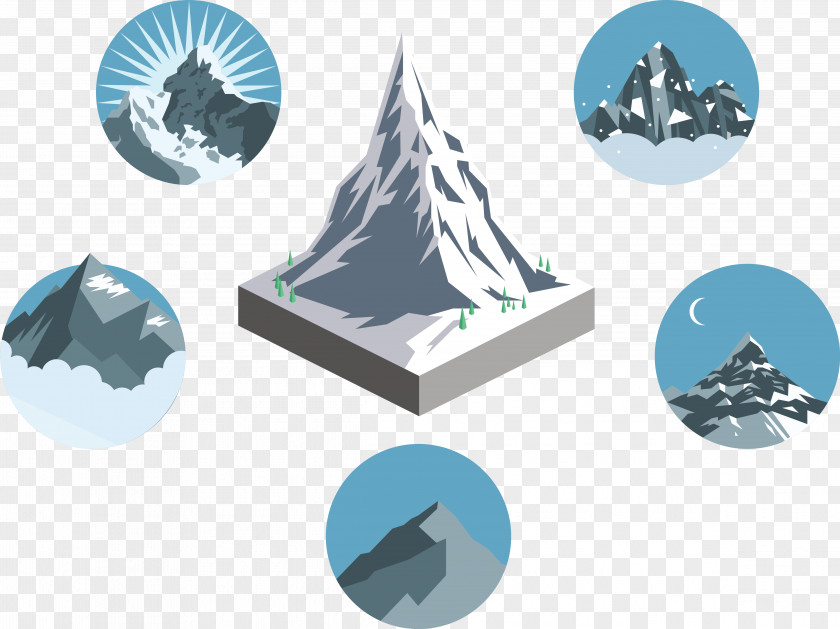 Vector Mountain Model And Icon Illustration PNG