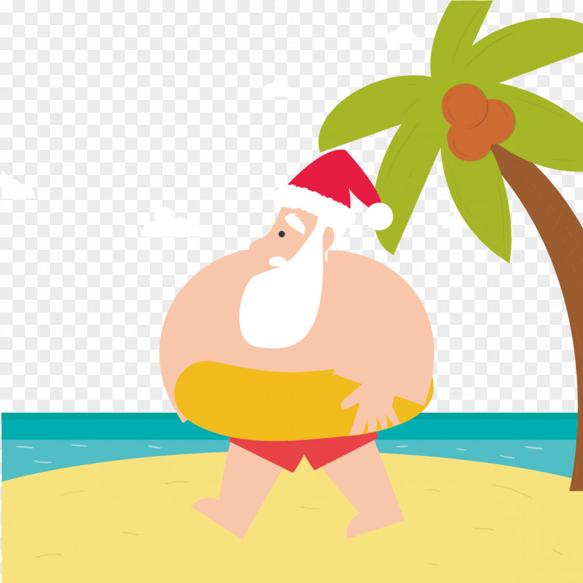 Coconut Tree Santa Claus Beach PNG