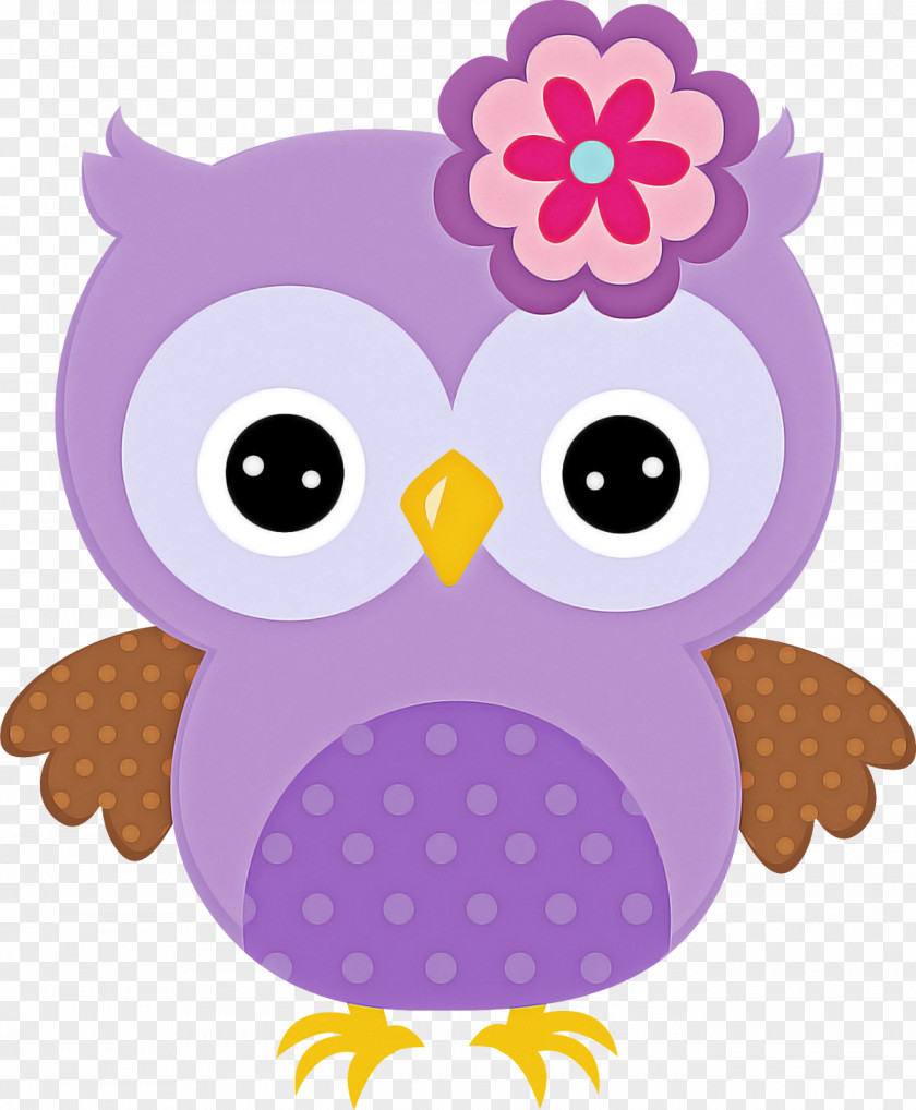 Owl Purple Bird Of Prey Pink Cartoon PNG