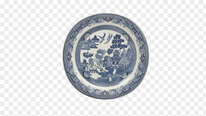 Plate Willow Pattern Churchill China Bowl Table PNG