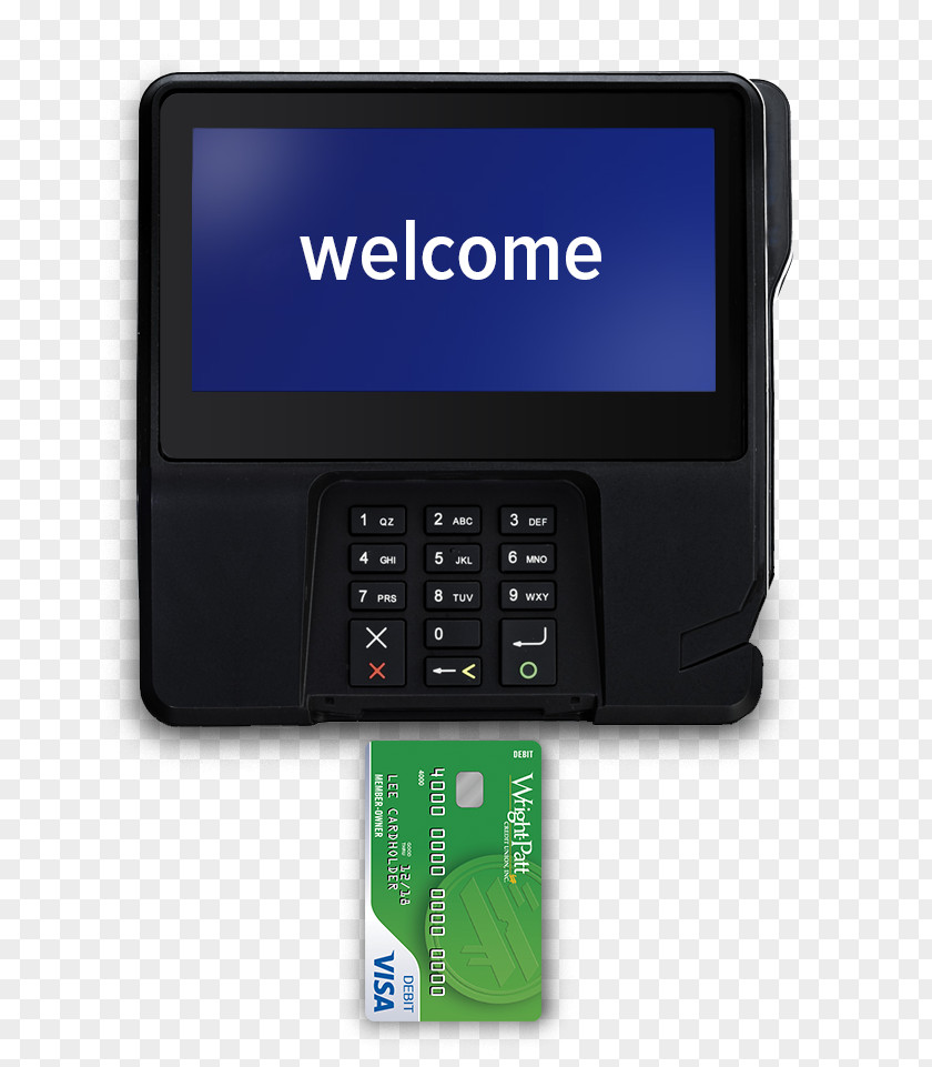 Welcome Card EMV Payment Terminal Credit Wright-Patt Union Bank PNG