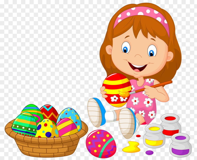 Girls Eggs Easter Egg Decorating Illustration PNG