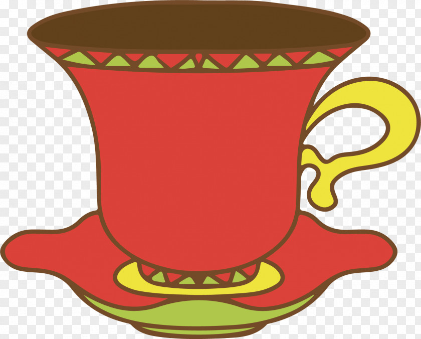 Vector Hand-painted Red Tea Cup Coffee Teacup Clip Art PNG