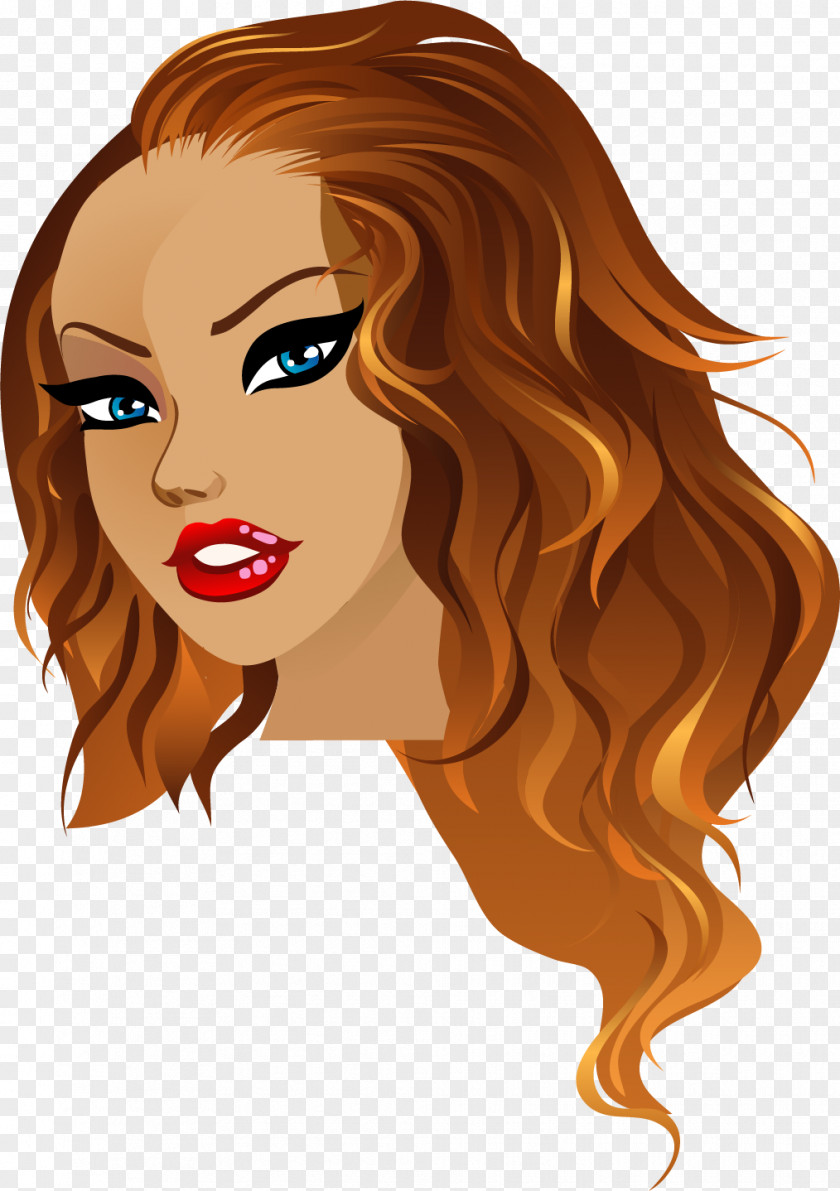 Vector Painted Woman With Long Hair Hairstyle PNG
