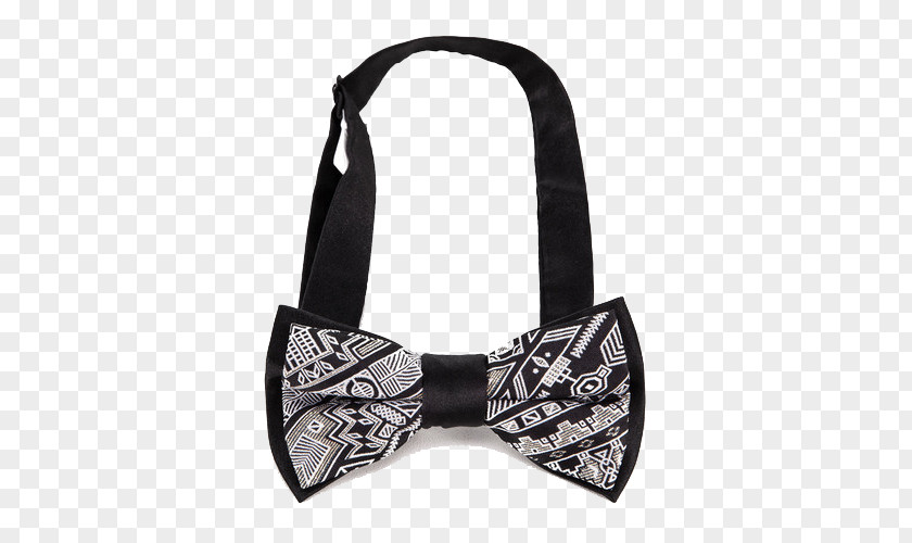 Black White Pattern Tie Bow PNG