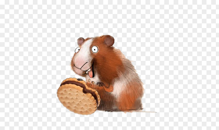 Painted Hamster Eating Cookies Golden Rodent PNG