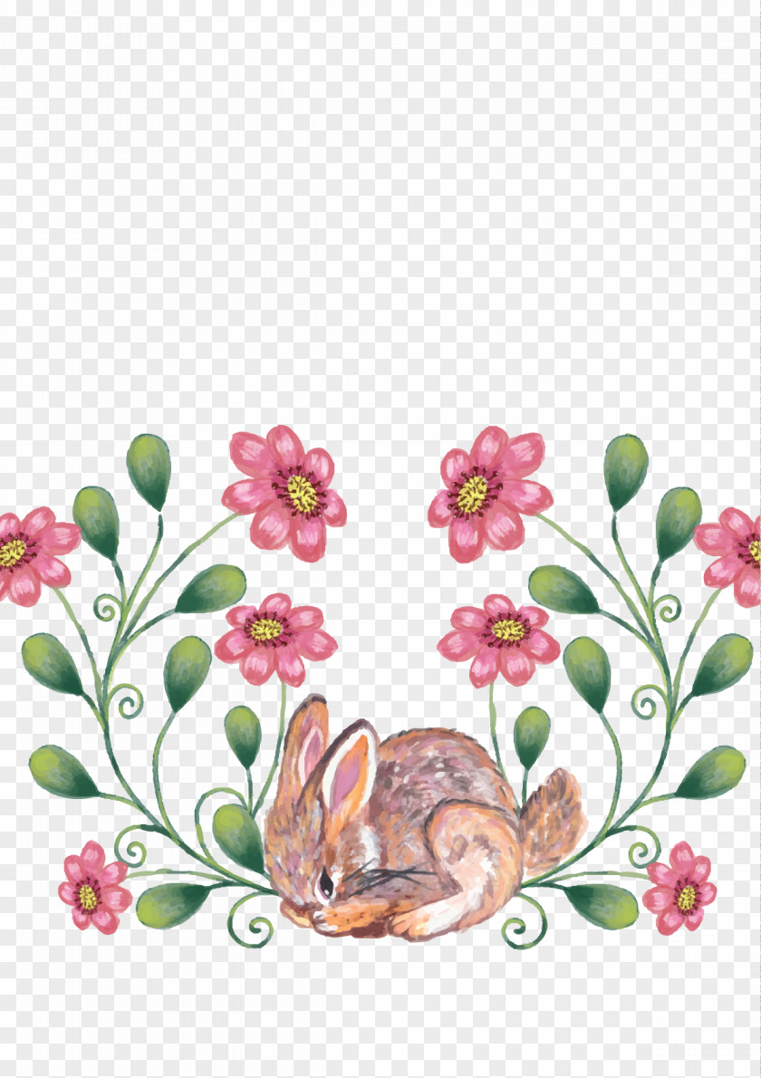 Vector Spring Bunny Floral Design Chocolate PNG