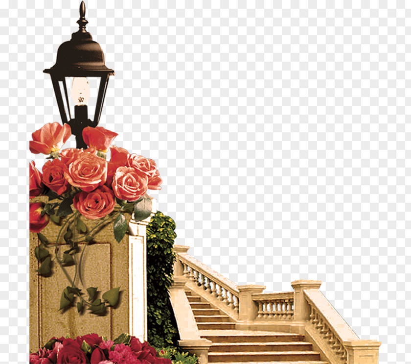 Flower Stairs Villa Gratis Building PNG