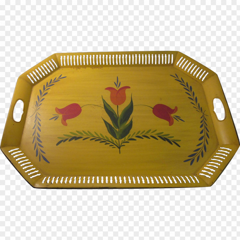Hand Painted Vintage Tray Rectangle PNG