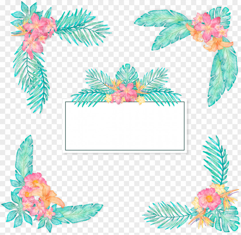 Romantic Watercolor Plant Title Box PNG