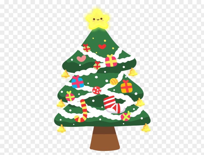 Cartoon Floating Christmas Tree Drawing PNG