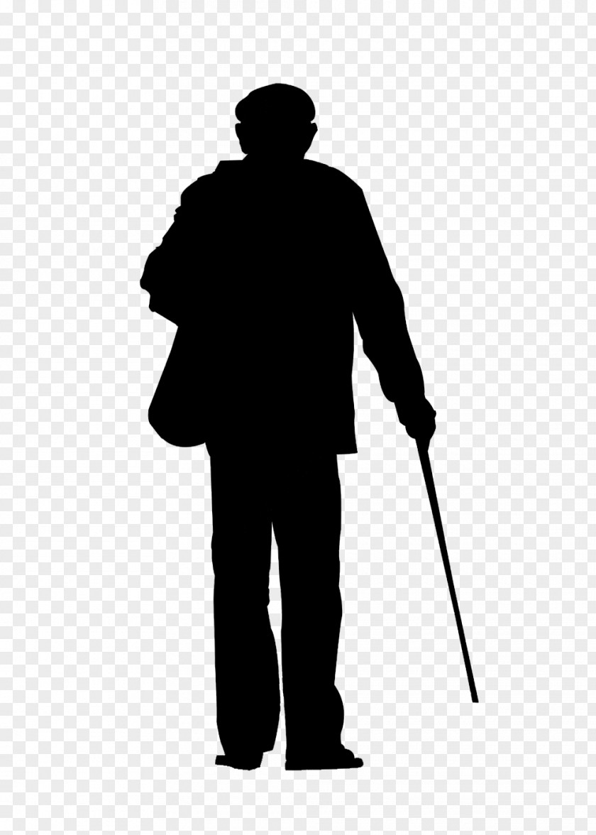 Lonely Old Man Back Silhouette Illustration PNG