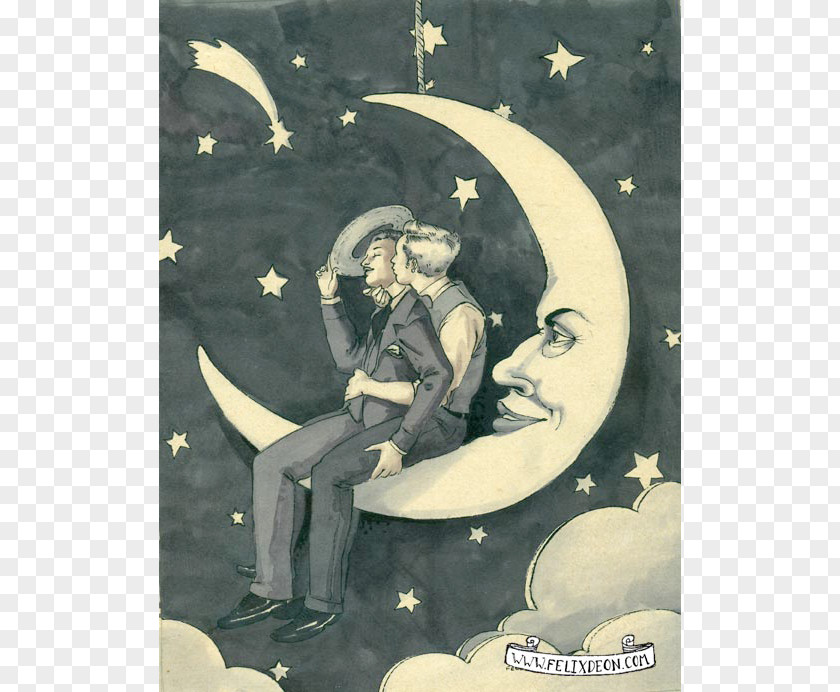 Moon Watercolor Queer Art Love Artist PNG