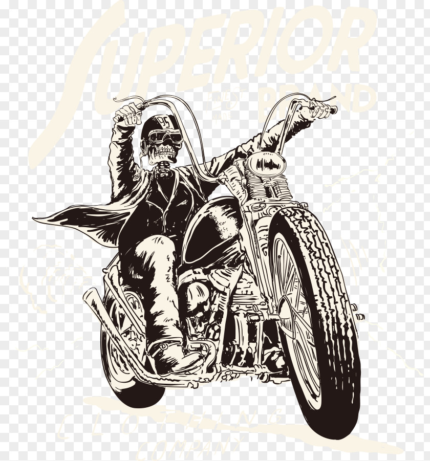 Motorcycle Vector Skull T-shirt PNG
