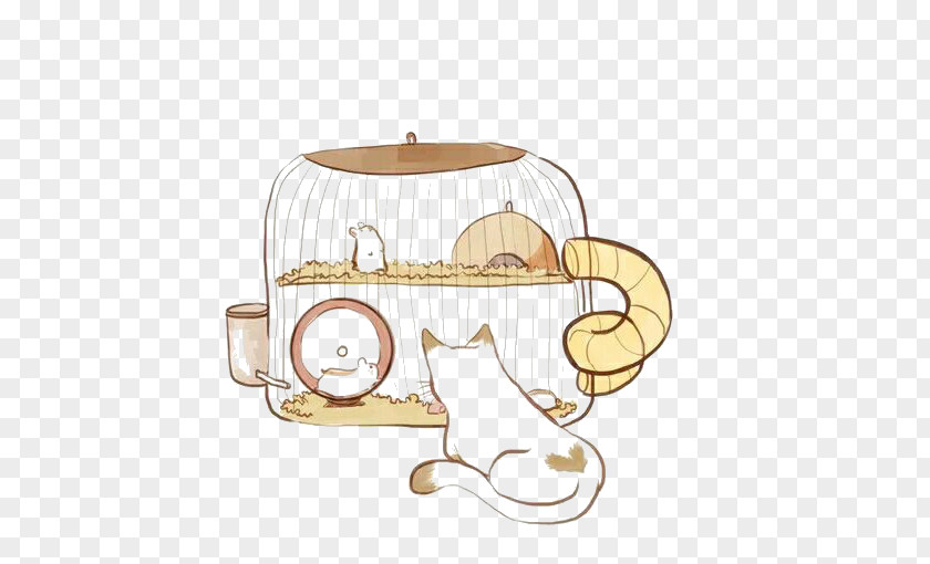 Watching Hamster Pet Cat Illustration PNG