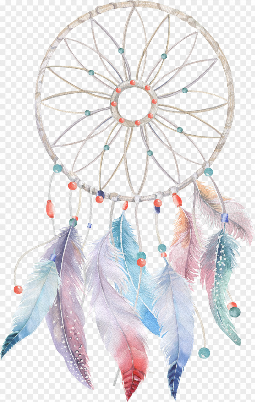 Watercolor Feather Dreamcatcher Painting Boho-chic PNG
