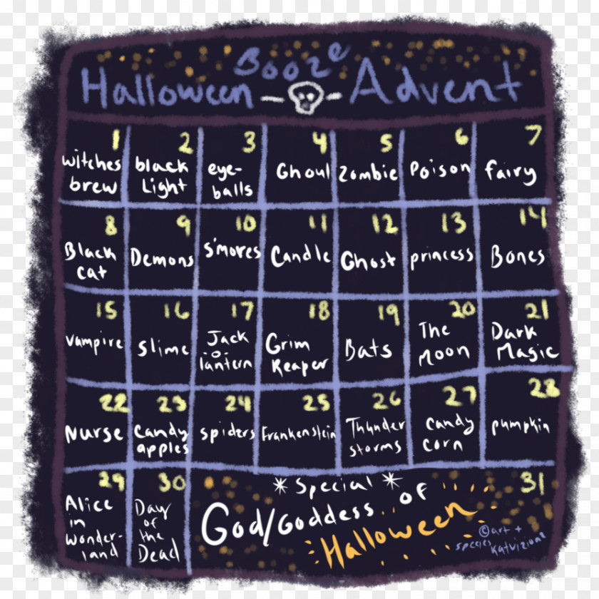 First Day Advent Calendars All Hallows Eve Halloween Countdown Calendar DeviantArt PNG