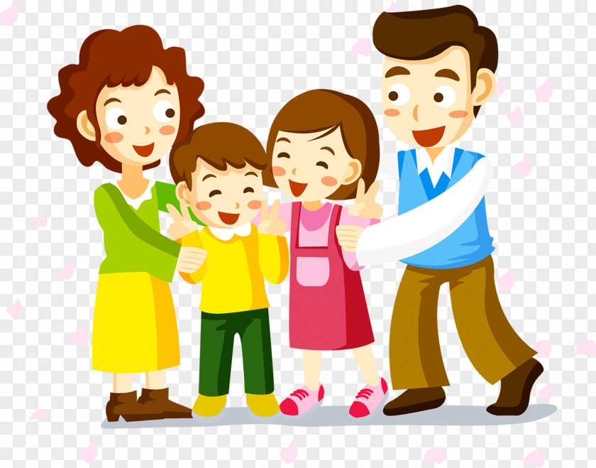 Happy Family Cartoon Illustration PNG