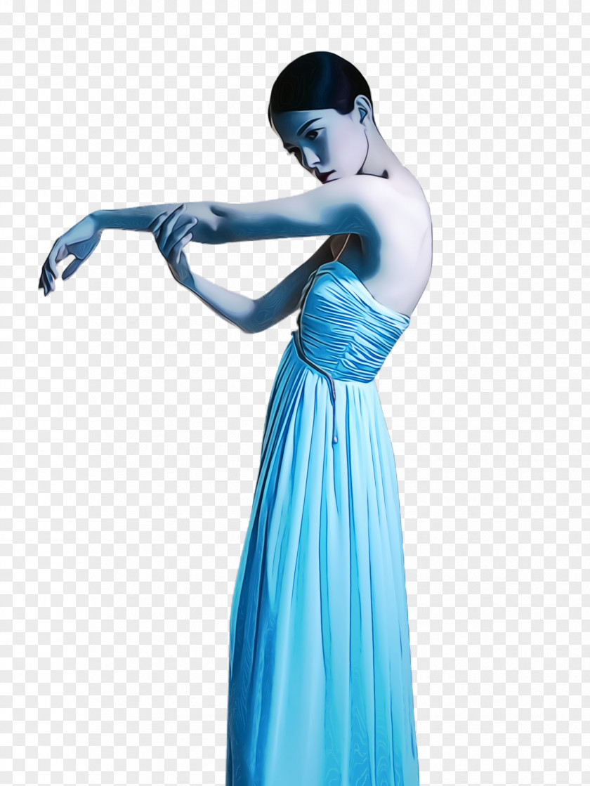 Costume Dress Blue Aqua Turquoise Shoulder Standing PNG